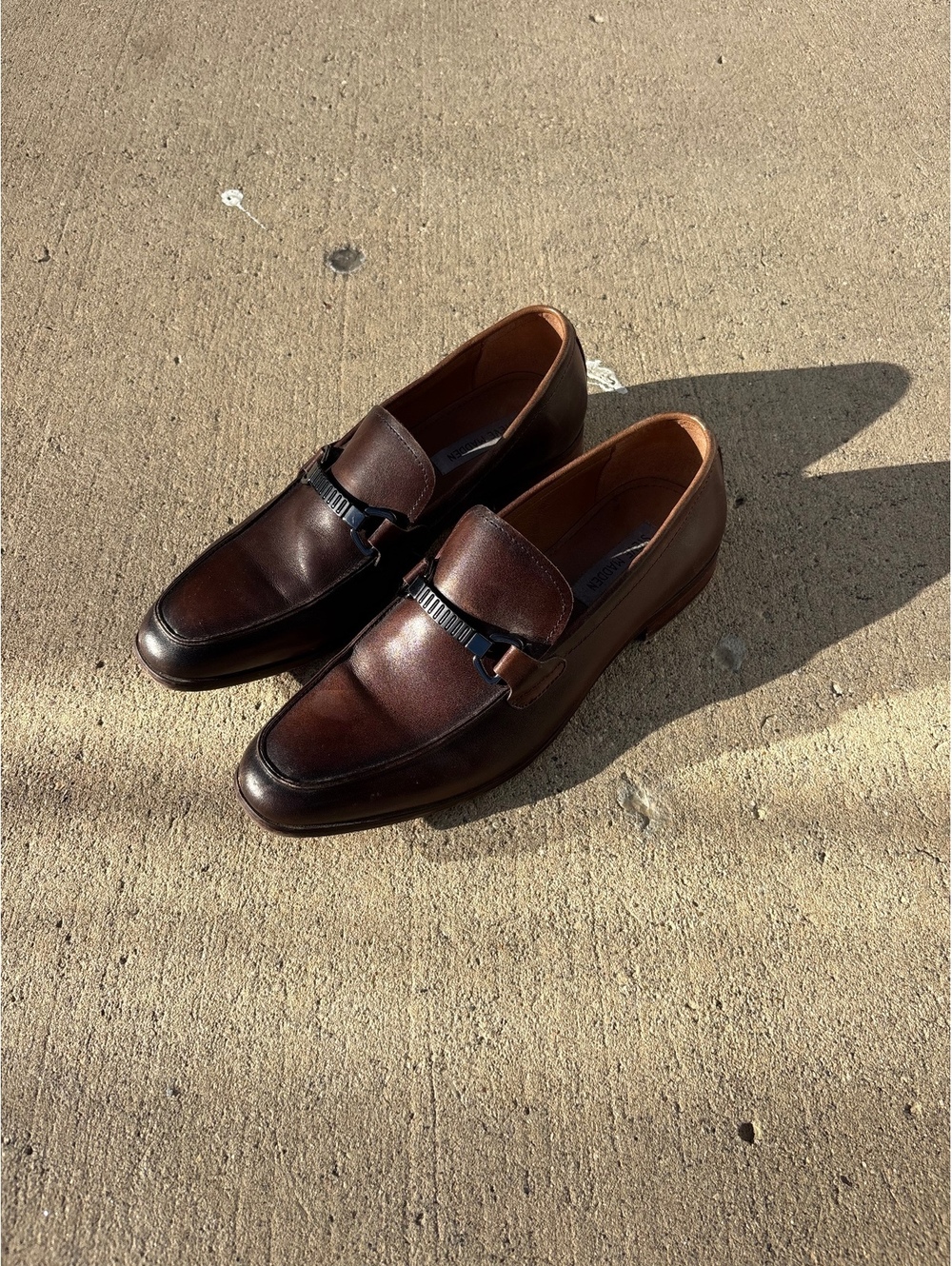 Steve Madden PRAKTIKL Brown Leather Horsebit Loafers Men's 9